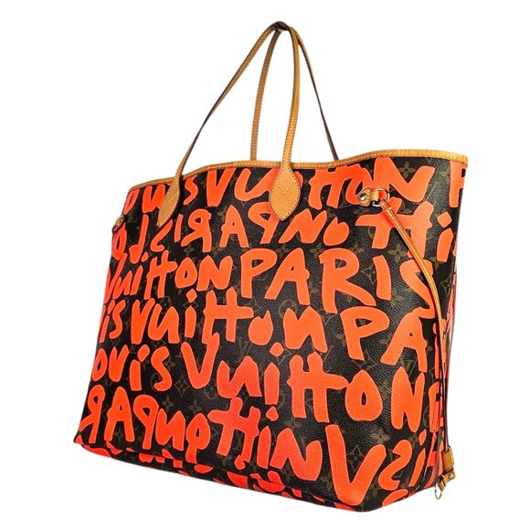 LOUIS VUITTON NEVERFULL 2009 GM Graffiti Stephen Sprouse LV Monogram Orange Bag - Picture 1 of 16